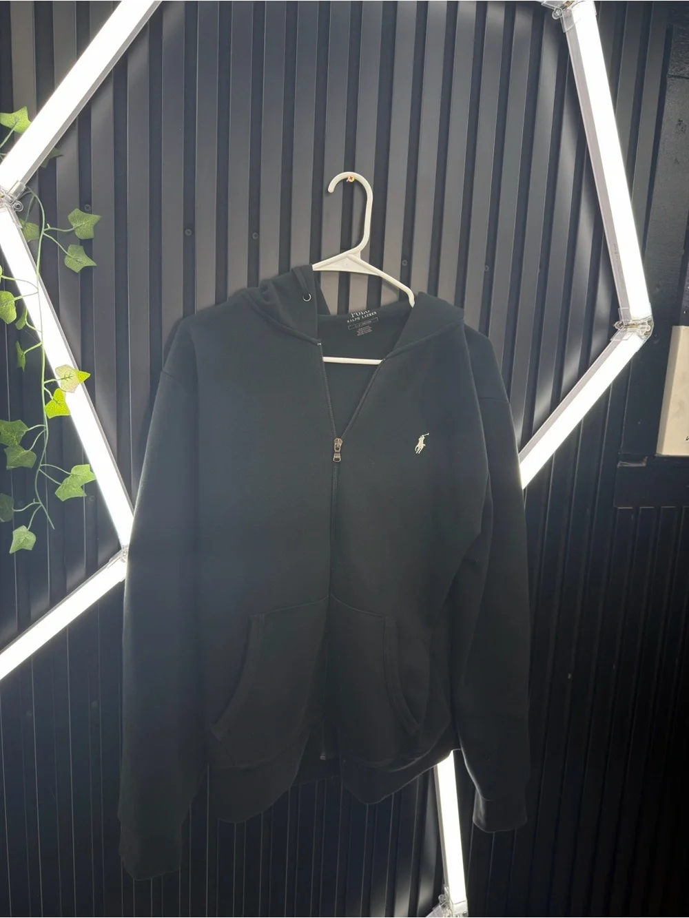 Polo by Ralph Lauren Black Full-Zip Hooded Jacket with White Pony